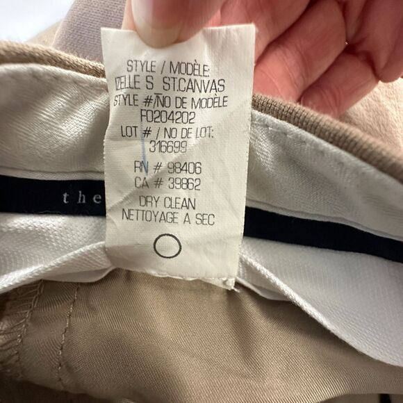 Theory Tan Izelle S Slanted Front Pocket Cropped Front Crease Trouser Pant 8 - Picture 11 of 14